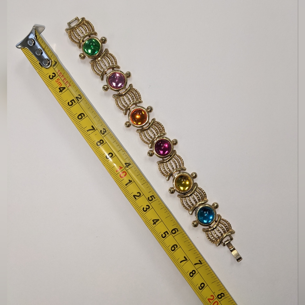 VTG COLORFUL JELLY BRACELET WITH GOLD ACCENTS - Picture 9 of 15